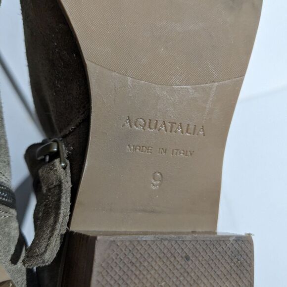 Aquatalia Fuoca Suede Stacked Heel Boots - Picture 10 of 11